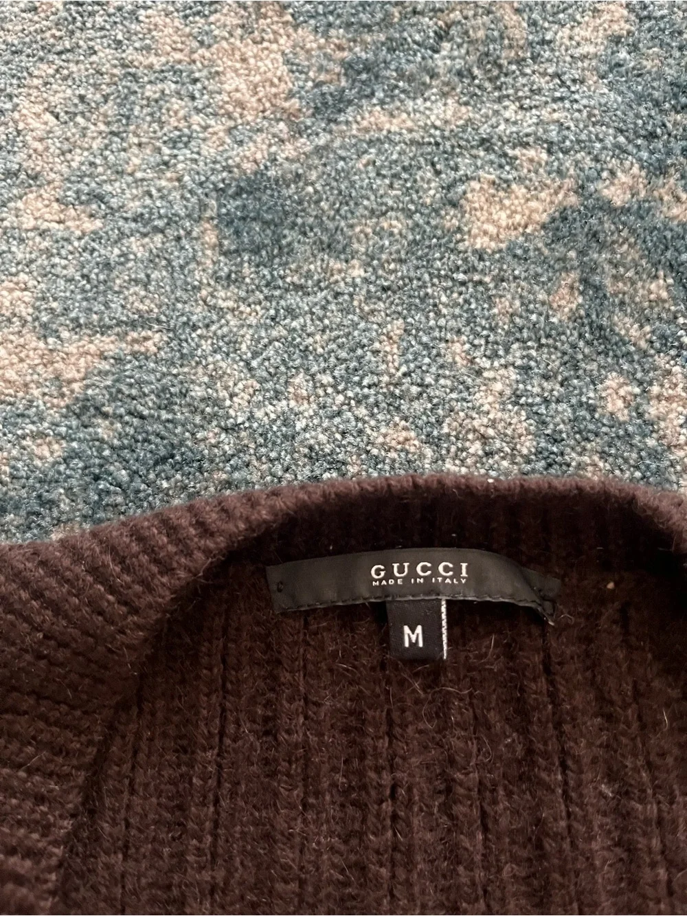 Gucci Men's V-Neck Cashmere Mohair Sweater in Chocolate Brown